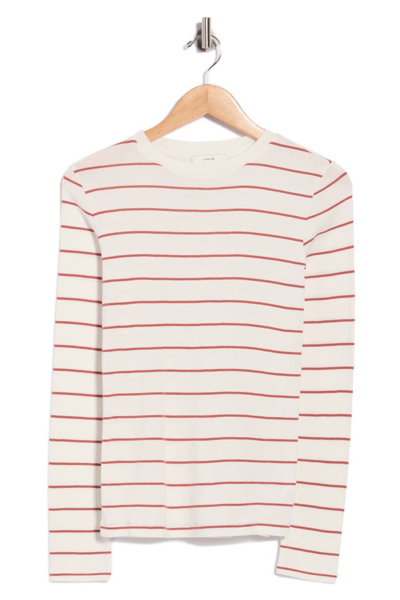Stripe Pima Cotton Long Sleeve T-Shirt, Alternate, color, BERRY RUST COMBO