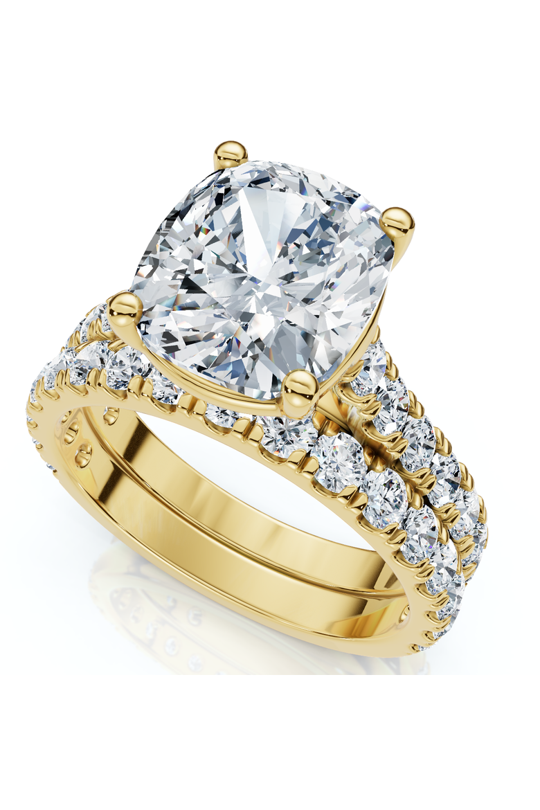 Certified 4Ct Cushion Diamond Engagement Wedding Ring Set 14k Gold/PT Lab Grown, Main, color, 14k Yellow Gold