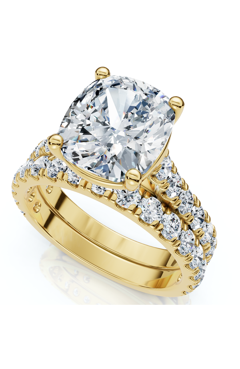 Bliss Diamond Certified 4Ct Cushion Diamond Engagement Wedding Ring Set 14k Gold/PT Lab Grown, Main, color, 14K Yellow Gold