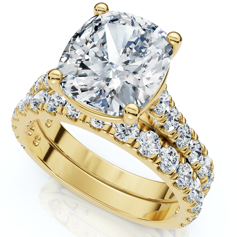 Certified 4Ct Cushion Diamond Engagement Wedding Ring Set 14k Gold/PT Lab Grown