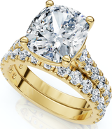 Bliss Diamond Certified 4Ct Cushion Diamond Engagement Wedding Ring Set 14k Gold/PT Lab Grown