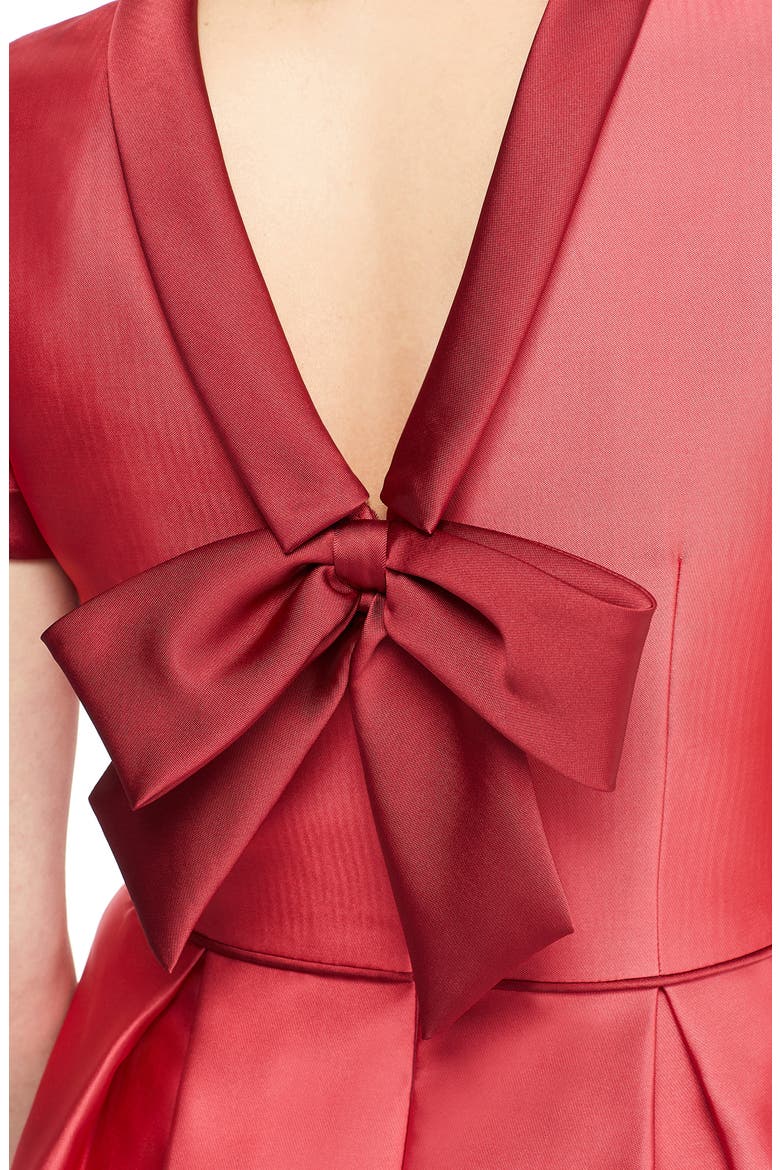 Annabelle Bow Back Double Face Satin Dress, Alternate, color, PINK/ RED