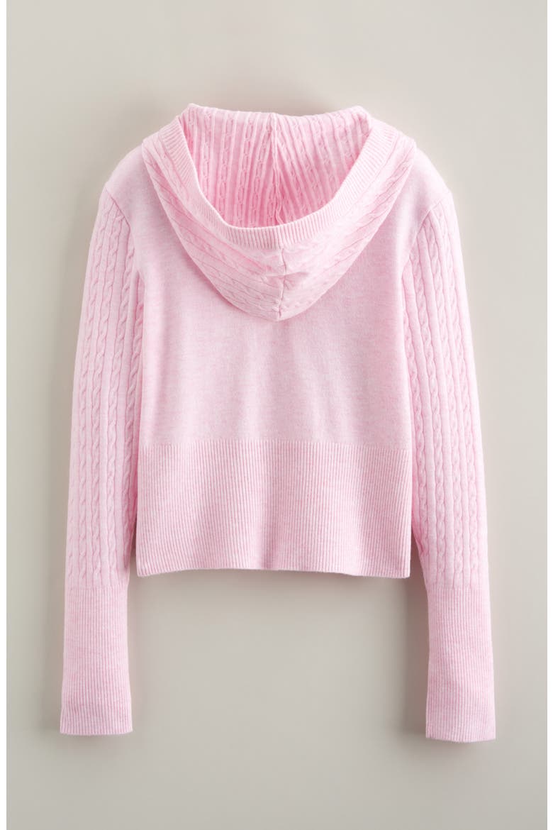 Cable Knit Zip Front Hoodie, Alternate, color, PINK SHADE