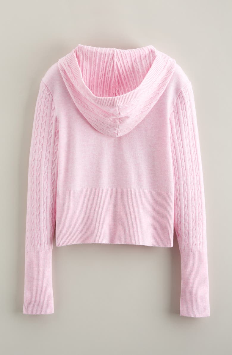 Nordstrom Cable Knit Zip Front Hoodie, Alternate, color, Pink Shade