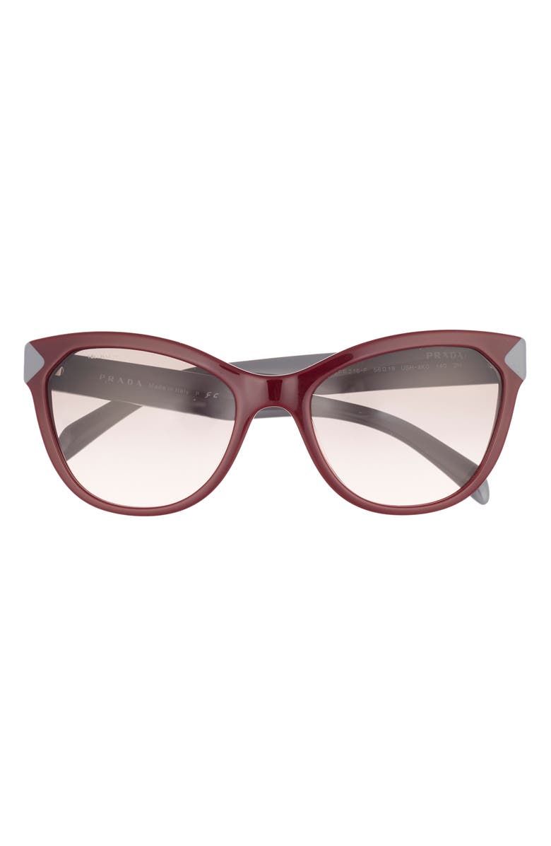 Prada Phantos Amaranth 56mm Cat Eye Sunglasses, Main, color, Dark Red
