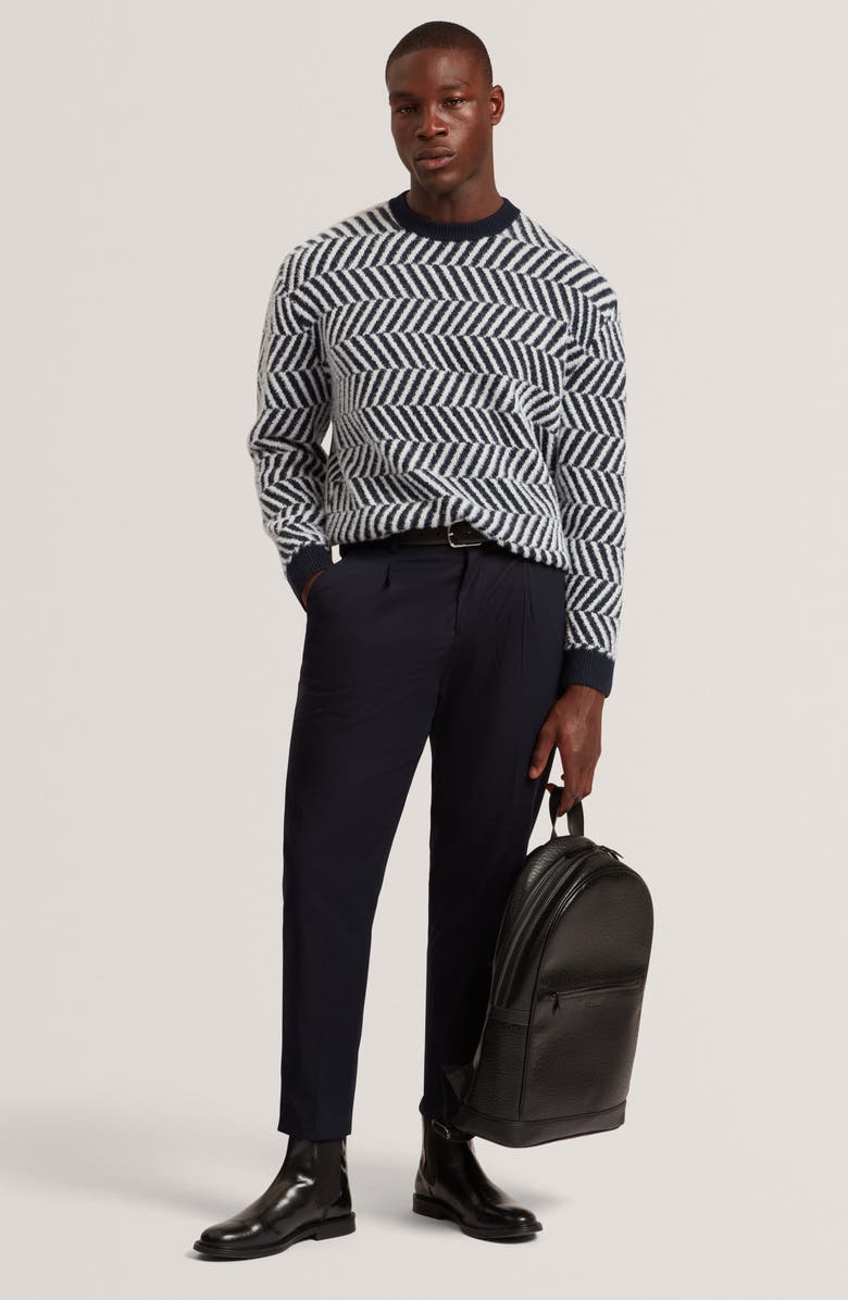Ted Baker Sergej Zigzag Wool Blend Sweater, Alternate, color, Navy