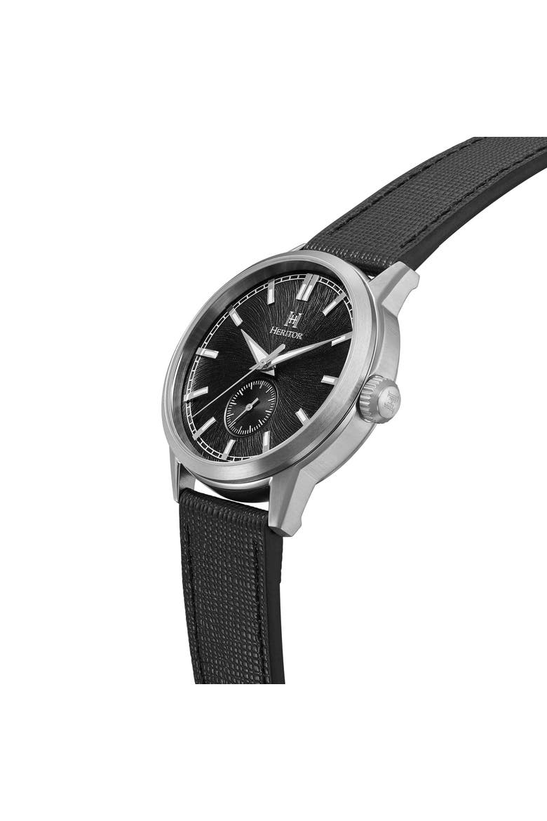 Argento Leather-Band Watch, Alternate, color, Silver/Black