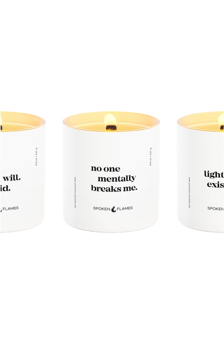 Spoken Flames Straight Facts Candle Set, Alternate, color, Black And White