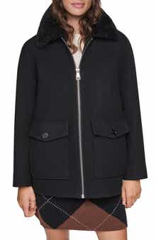 Faux Fur Collar Zip Coat