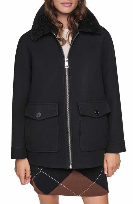 Faux Fur Collar Zip Coat