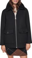 DKNY Faux Fur Collar Zip Coat