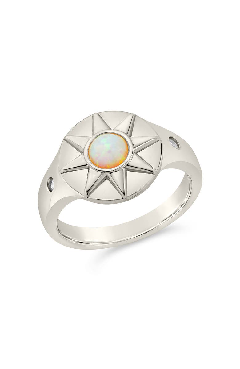 Sterling Forever Sunni Opal Signet Ring, Main, color, Silver