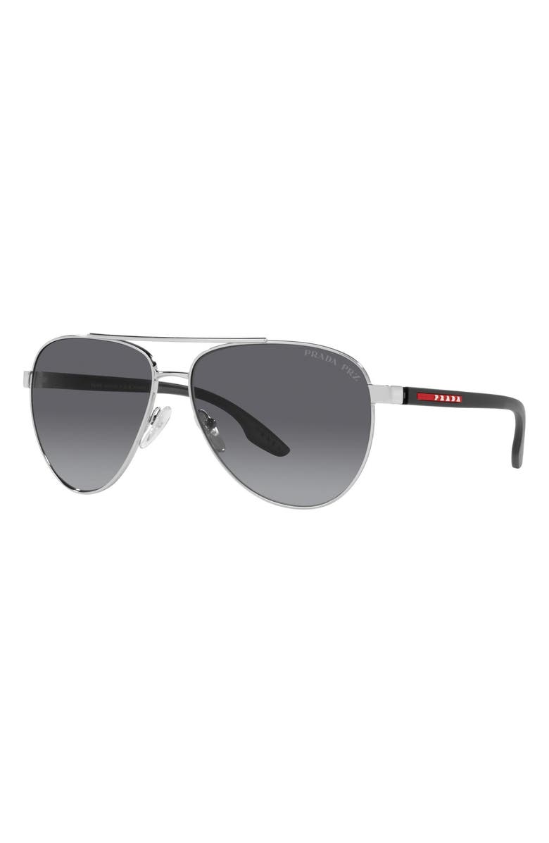 Prada Linea Rossa 61mm Polarized Aviator Sunglasses, Alternate, color,