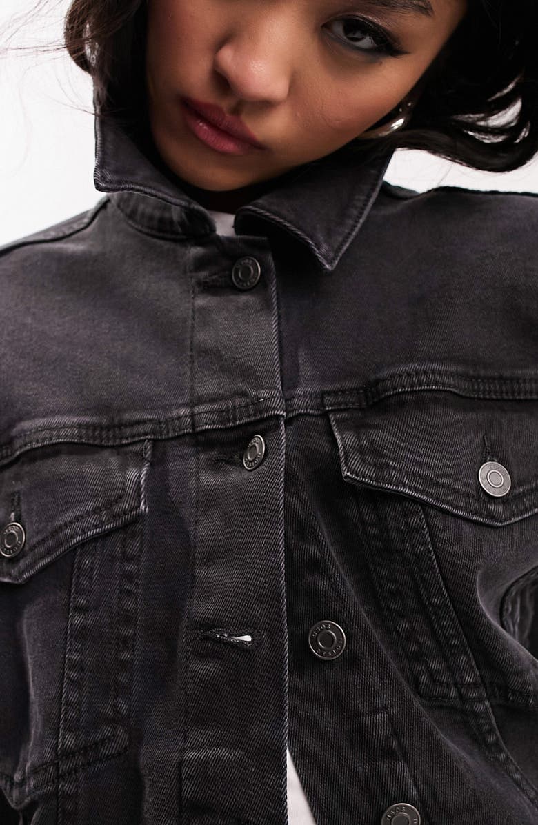 ASOS DESIGN Western Denim Trucker Jacket, Alternate, color,