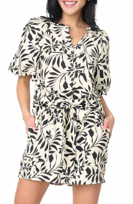 GIBSONLOOK Playa Floral Puff Sleeve Button-Up Shirt