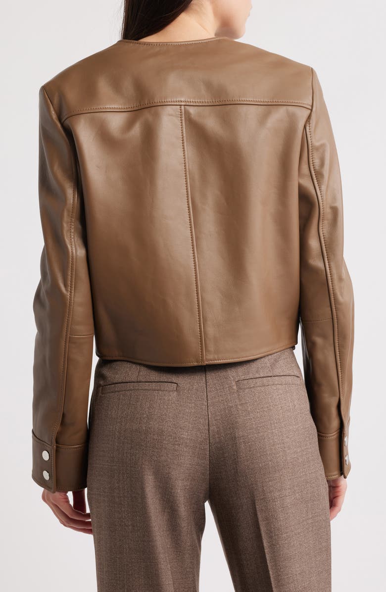 BOSS Sadenita Leather Jacket, Alternate, color, Teak