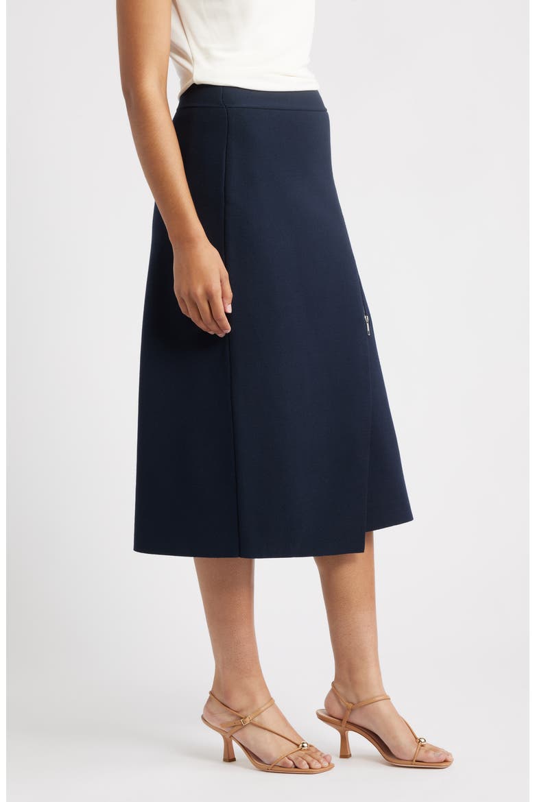 Feliora Faux Wrap Skirt, Alternate, color, DK BU