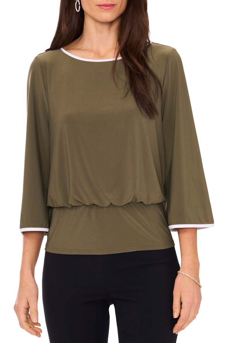 Banded Waist Flare Sleeve Top, Main, color, OLIVE 300