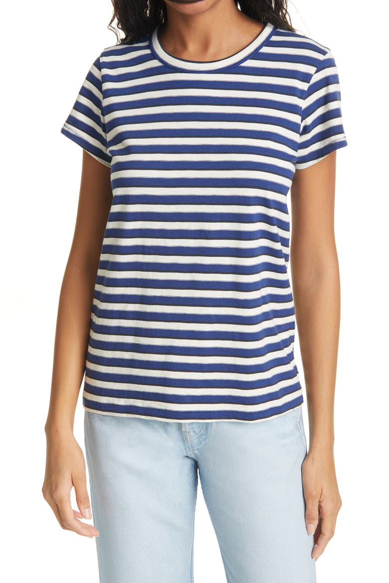 The Slub Stripe Organic Pima Cotton T-Shirt, Main, color, BLUE STRIPE