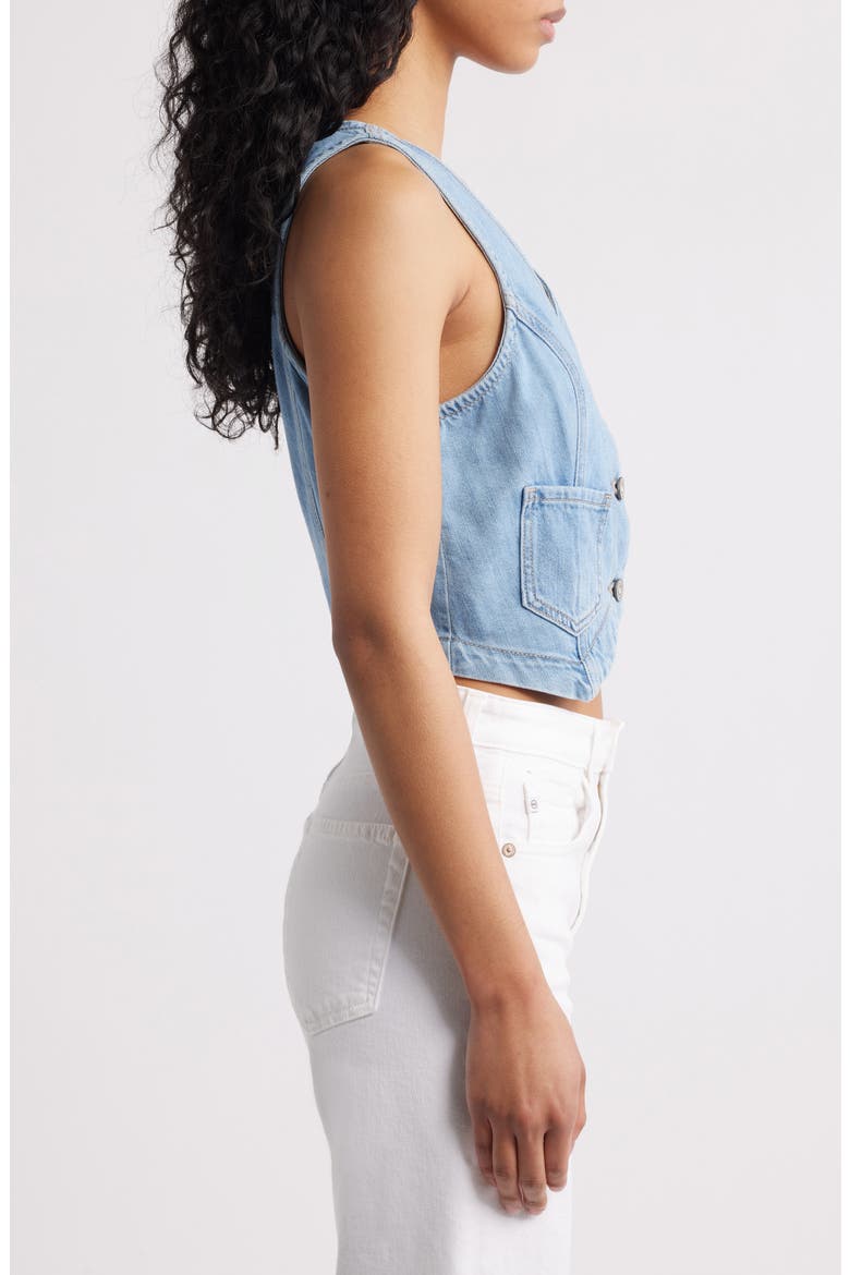 Supersoft Crop Denim Vest, Alternate, color, LIGHT WASH