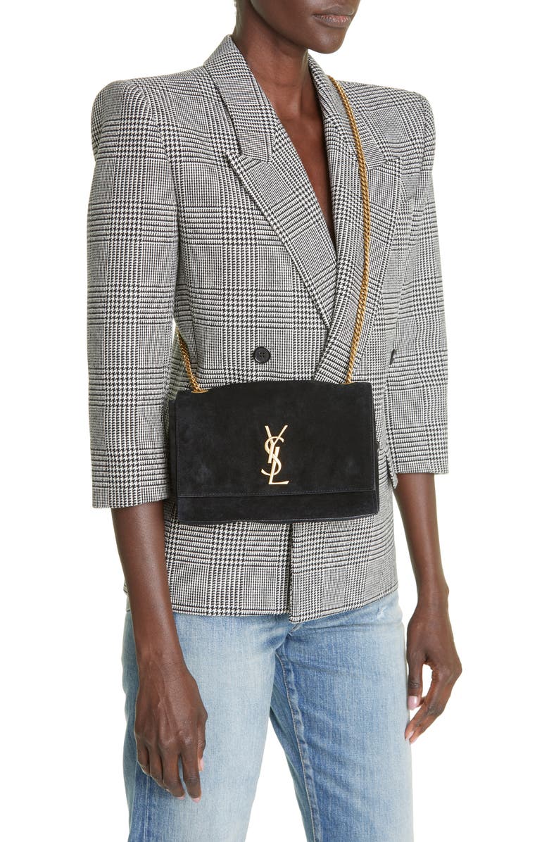 Saint Laurent Kate Reversible Suede & Leather Crossbody Bag, Alternate, color,