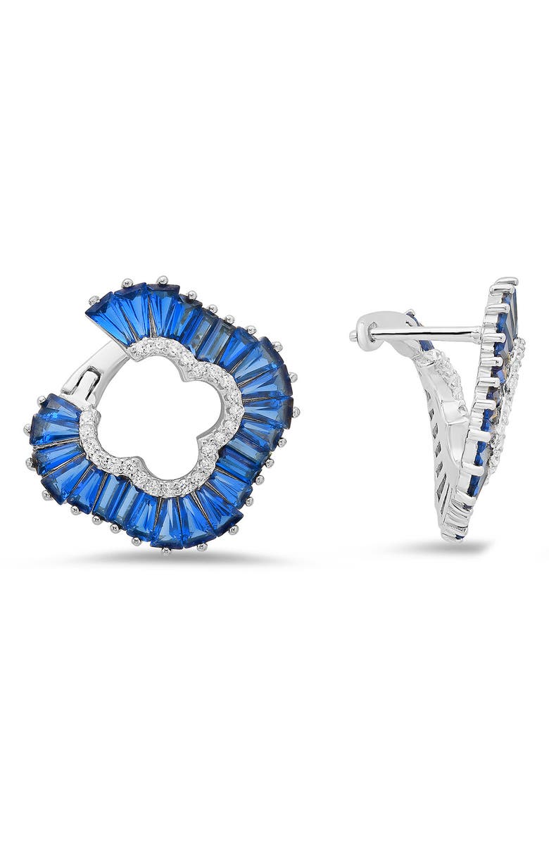 Queen Jewels Clover Hoop Earrings, Main, color, Silver