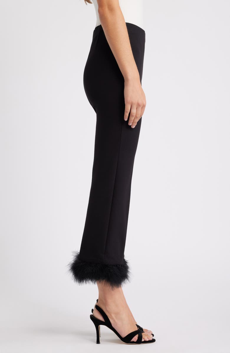 Anne Klein Crop Feather Trim Pull-On Pants, Alternate, color, 