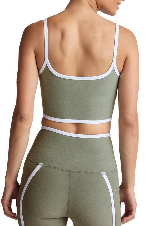 Shop Beyond Yoga New Moves Space Dye Crop Camisole In Grey Sage/cloud White
