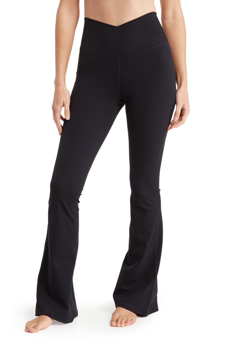 Superflex Madison Crossover Flared Leggings, Main, color, BLACK