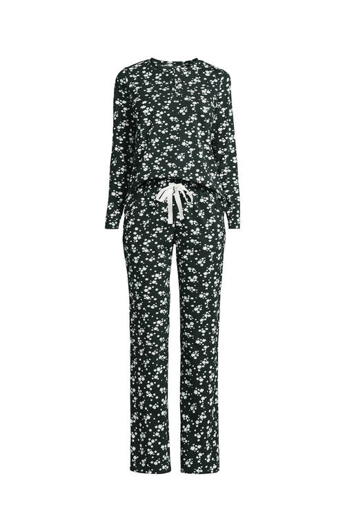 Lands' End Petite Knit 2 Piece Pajama Set In Green