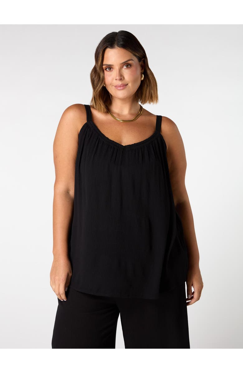 Live Unlimited Crinkle Gathered Cami, Main, color, Black
