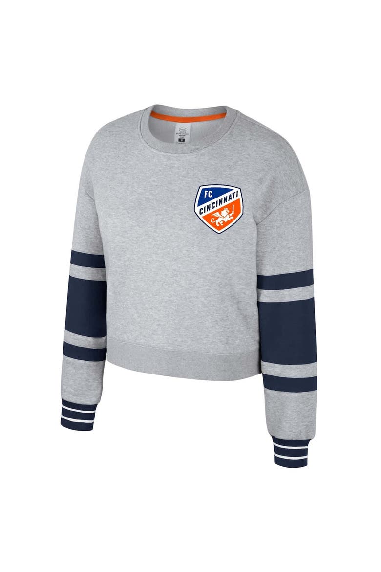 Women's Stadium Essentials Heather Gray FC Cincinnati Scrimmage Cropped Pullover Sweatshirt, Alternate, color, Heather Gray