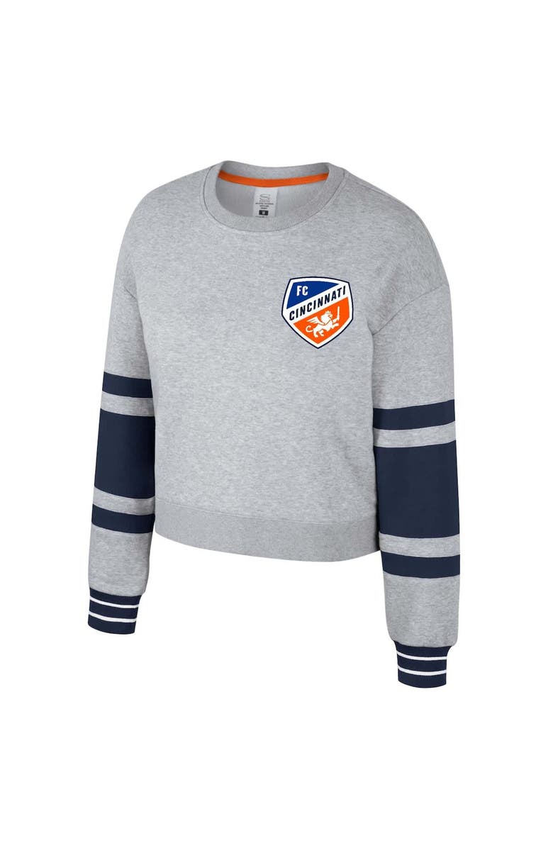 Stadium Essentials Women's Stadium Essentials Heather Gray FC Cincinnati Scrimmage Cropped Pullover Sweatshirt, Alternate, color, Heather Gray