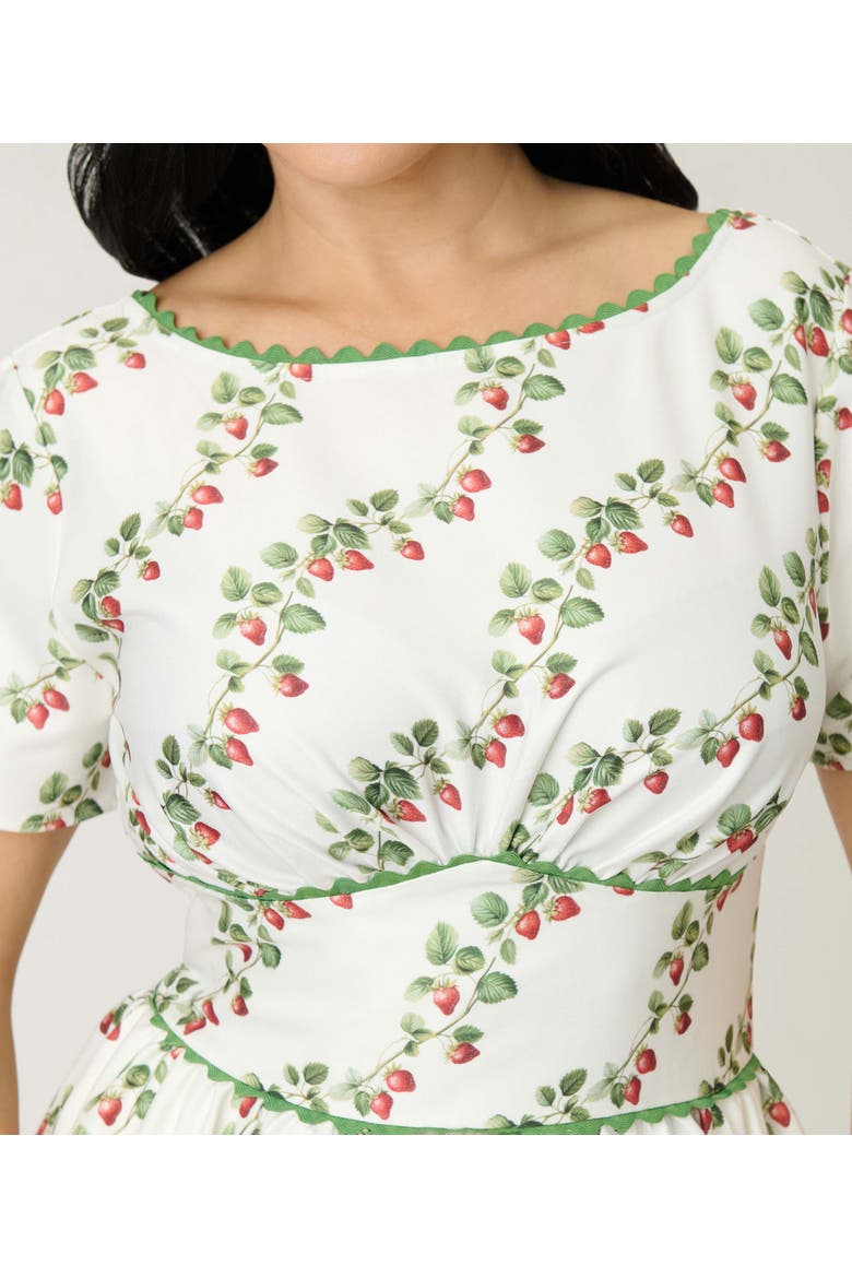 Smocked Back Swing Dress, Alternate, color, White W/ Strawberry Print