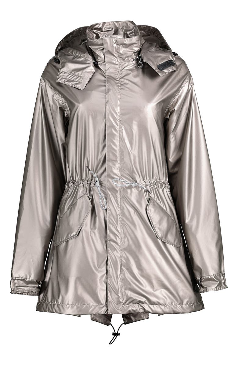 Noize Metallic Water Resistant Raincoat with Removable Hood, Alternate, color,