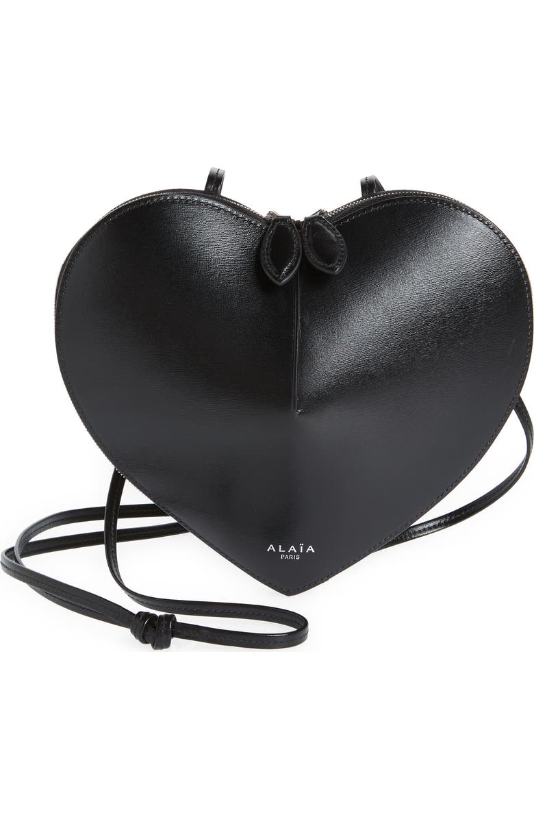 Alaïa Le Coeur Leather Crossbody Bag, Main, color,