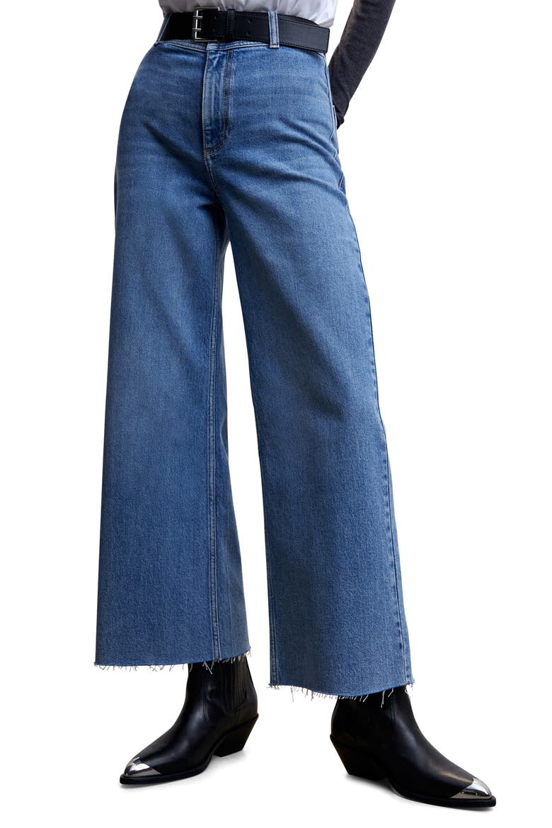 High Waist Culotte Jeans, Main, color, MEDIUM BLUE