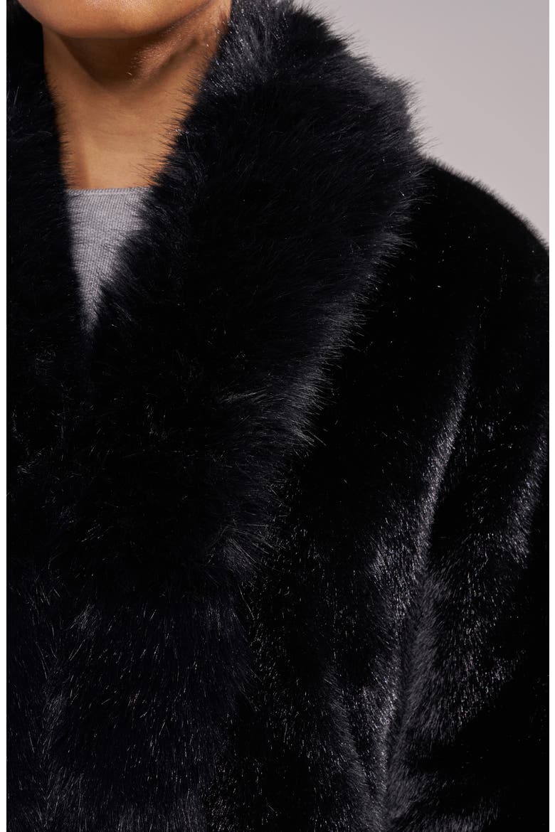 Josefina Faux Fur Trench Coat, Alternate, color, BLACK