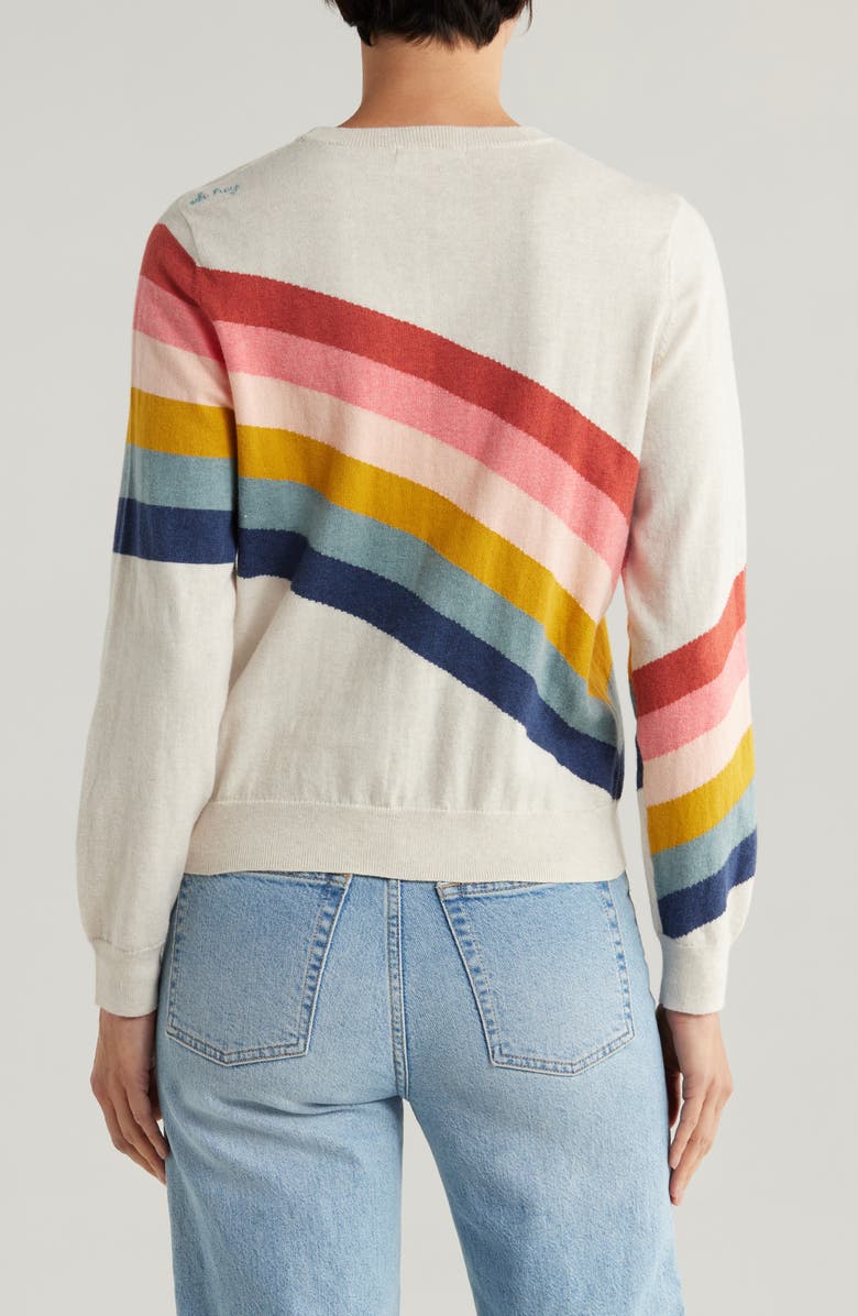 Marine Layer Icon Placed Rainbow Stripe Cotton Sweater, Alternate, color, 