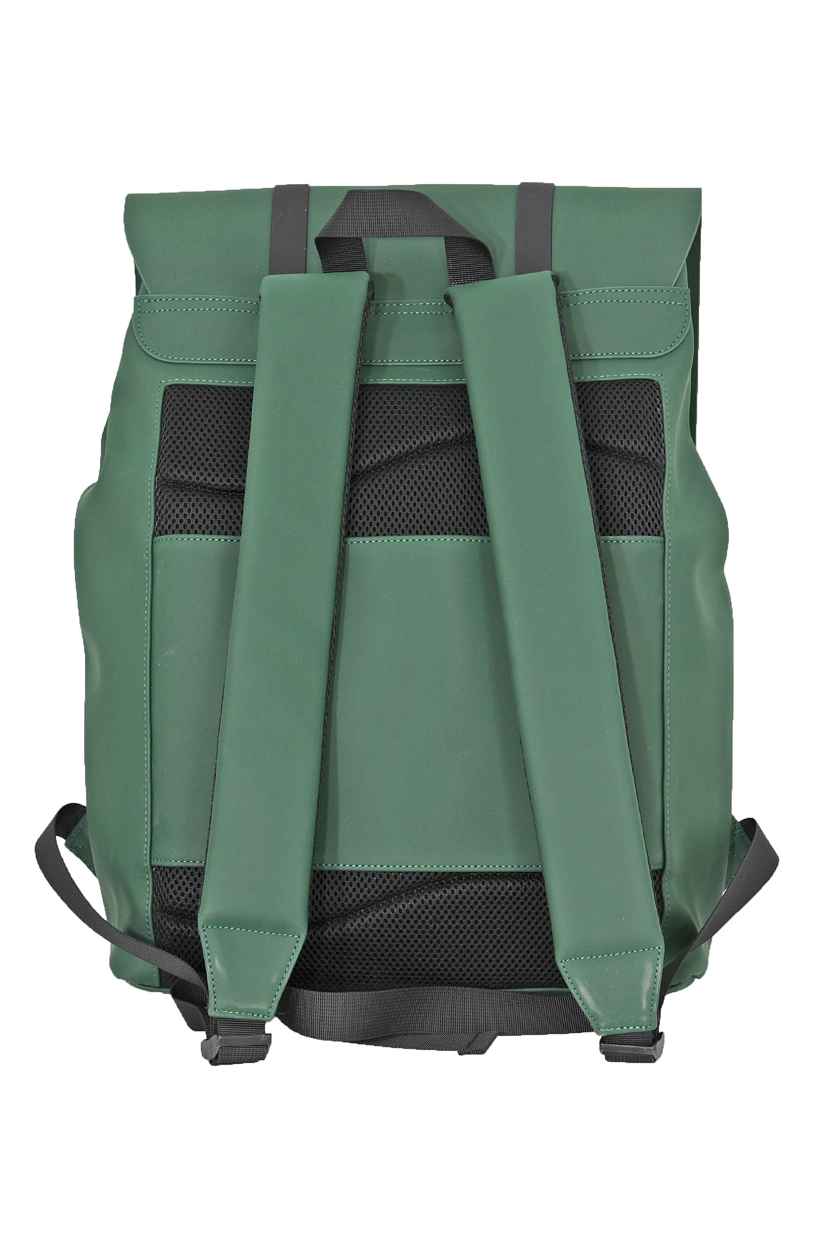 Foldover Rubberized Backpack, Alternate, color, DARK GREEN