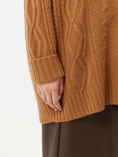 Gobi Mongolian Cashmere Multi-stitch Cashmere Turtleneck In Almond