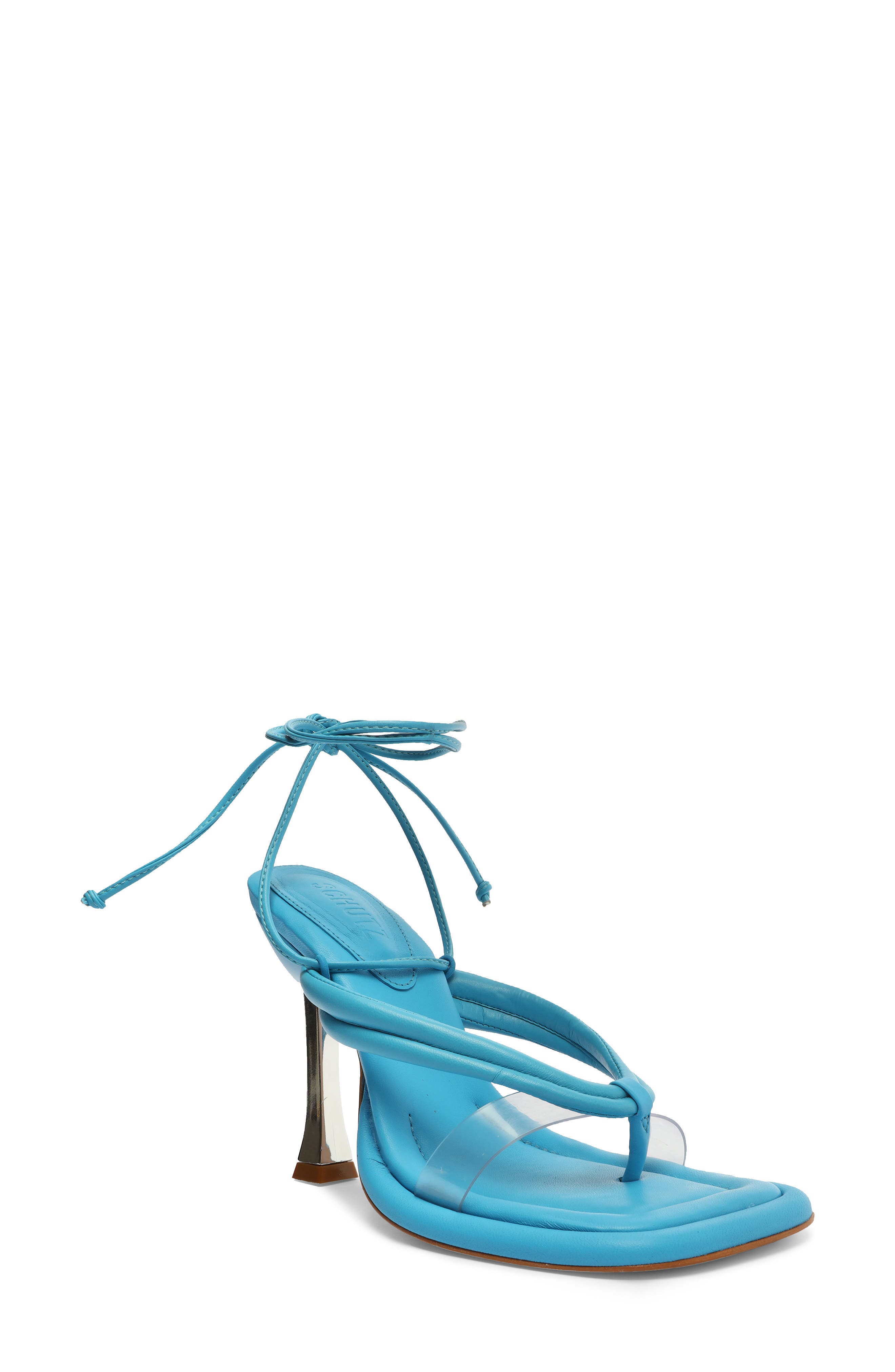 Meghan Ankle Tie Sandal, Main, color, BLUE/ TRANSPARENTE