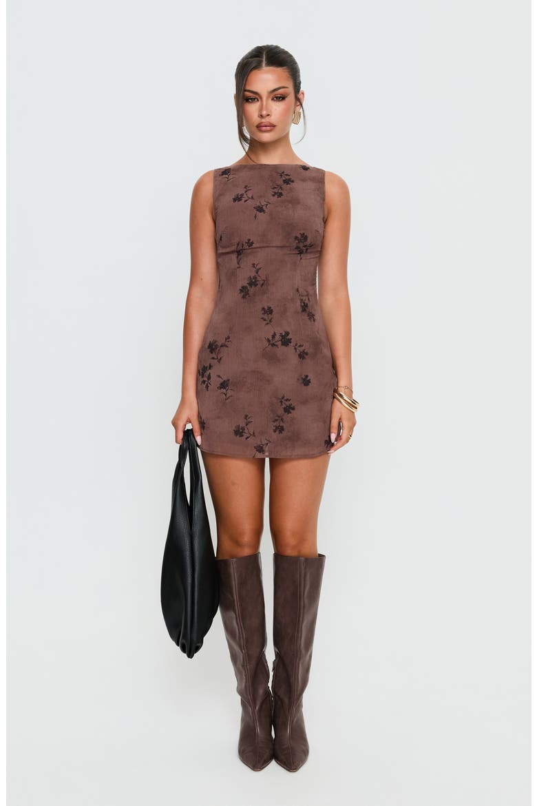 Edwyn Floral Print Sleeveless Minidress, Alternate, color, BROWN FLORAL