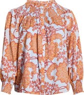 SUGARLIPS Siany Floral Debory Smocked Detail Button-Up Shirt