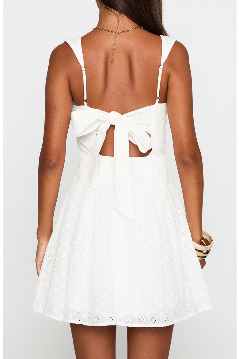Xanthus Eyelet Tie Back Cotton Minidress, Alternate, color, WHITE