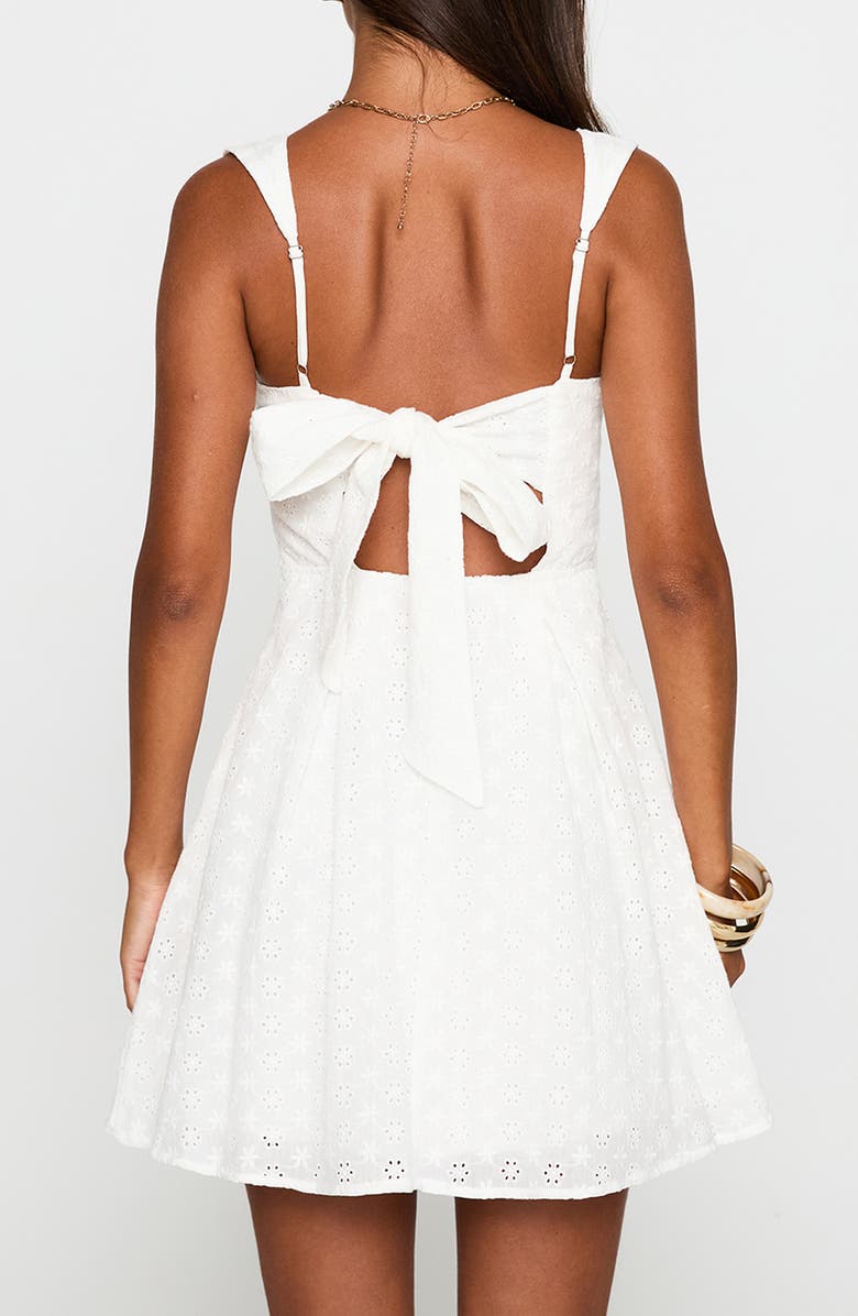 Princess Polly Xanthus Eyelet Tie Back Cotton Minidress, Alternate, color, White