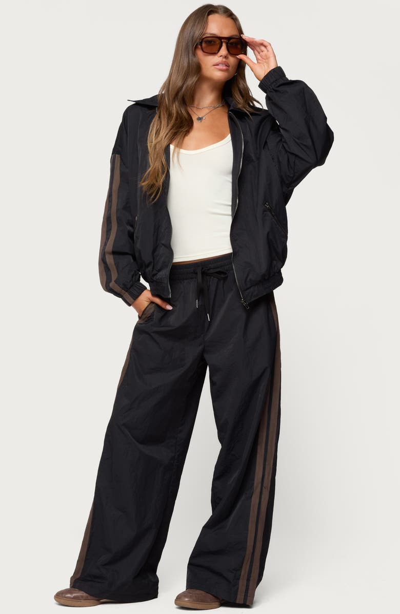 EDIKTED Kieran Stripe Nylon Track Jacket, Alternate, color, Black