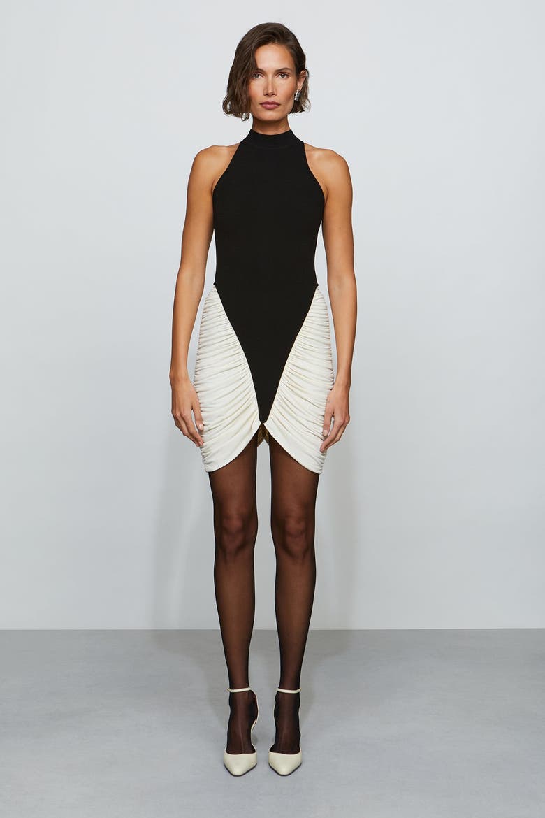 Atticus Knit Combo Mini Dress, Main, color, Black/Ivory