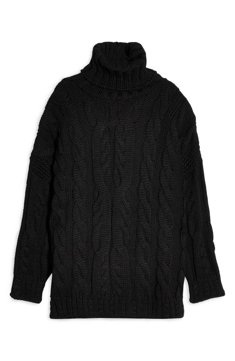Topshop Chunky Cable Turtleneck Sweater, Alternate, color, 