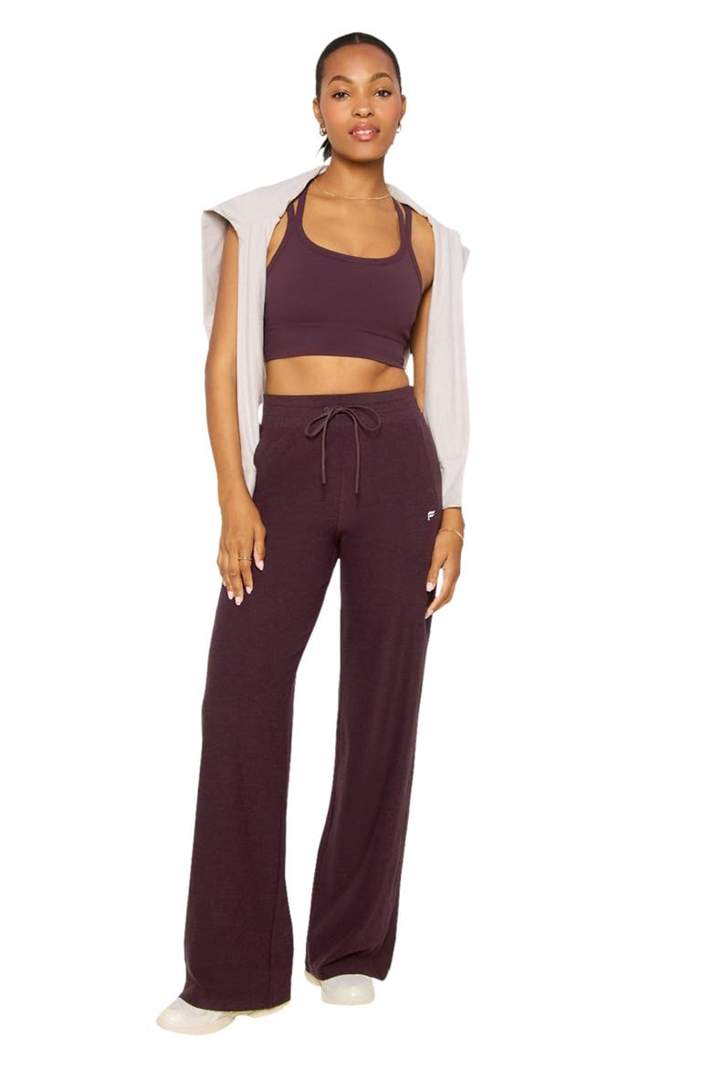 Women's Cloud Jersey Wide Leg Pant, Alternate, color, Oxblood Heather